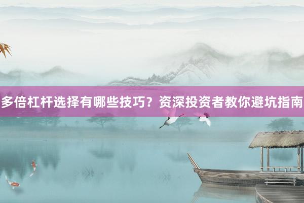 多倍杠杆选择有哪些技巧？资深投资者教你避坑指南