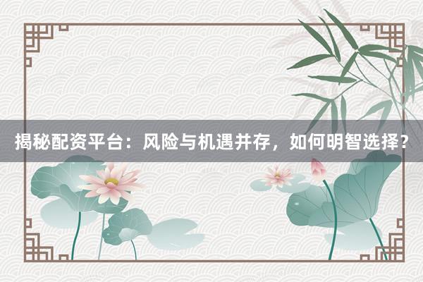 揭秘配资平台：风险与机遇并存，如何明智选择？