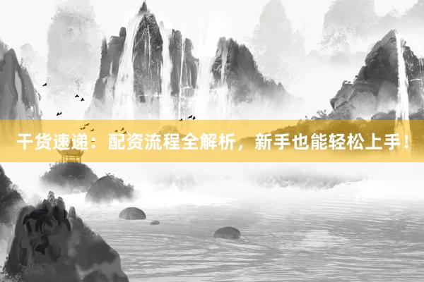 干货速递：配资流程全解析，新手也能轻松上手！