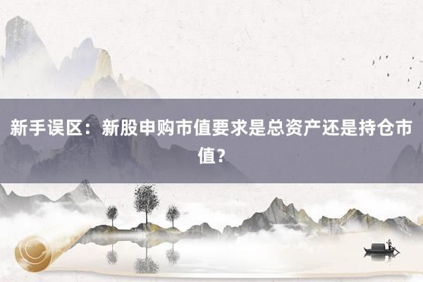 新手误区：新股申购市值要求是总资产还是持仓市值？