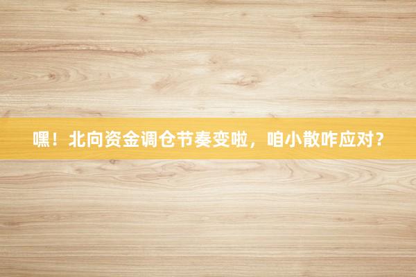 嘿！北向资金调仓节奏变啦，咱小散咋应对？