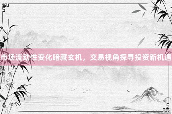 市场流动性变化暗藏玄机，交易视角探寻投资新机遇