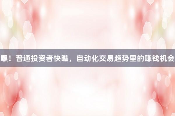 嘿！普通投资者快瞧，自动化交易趋势里的赚钱机会