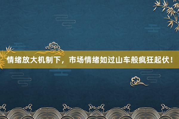 情绪放大机制下，市场情绪如过山车般疯狂起伏！