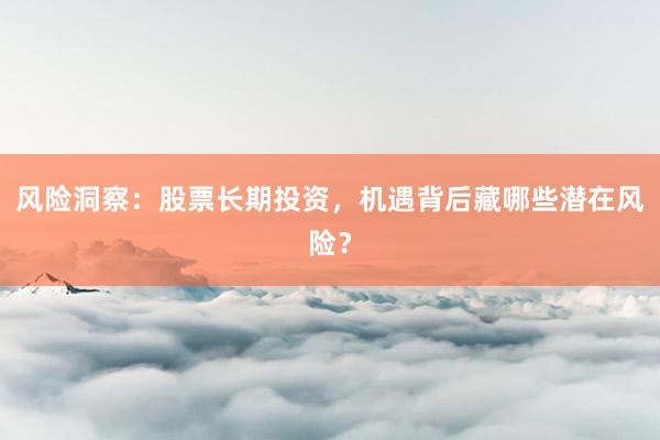 风险洞察：股票长期投资，机遇背后藏哪些潜在风险？