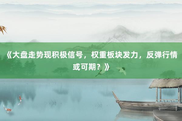 《大盘走势现积极信号，权重板块发力，反弹行情或可期？》