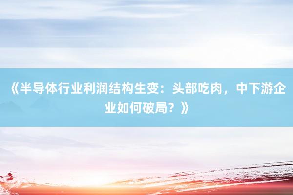 《半导体行业利润结构生变：头部吃肉，中下游企业如何破局？》